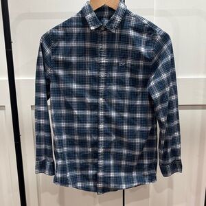 Boys Vineyard Vines Blue and Green Performance Plaid Button-Down Shirt